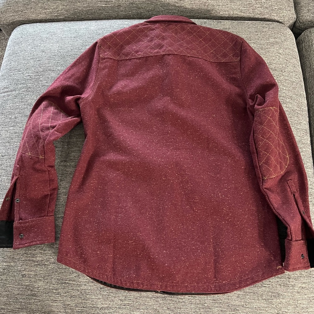 Men's Maroon Quilted Detail Shacket Jacket - Picture 9 of 10